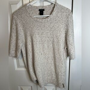 Ann Taylor Factory light gray short sleeve knit sweater